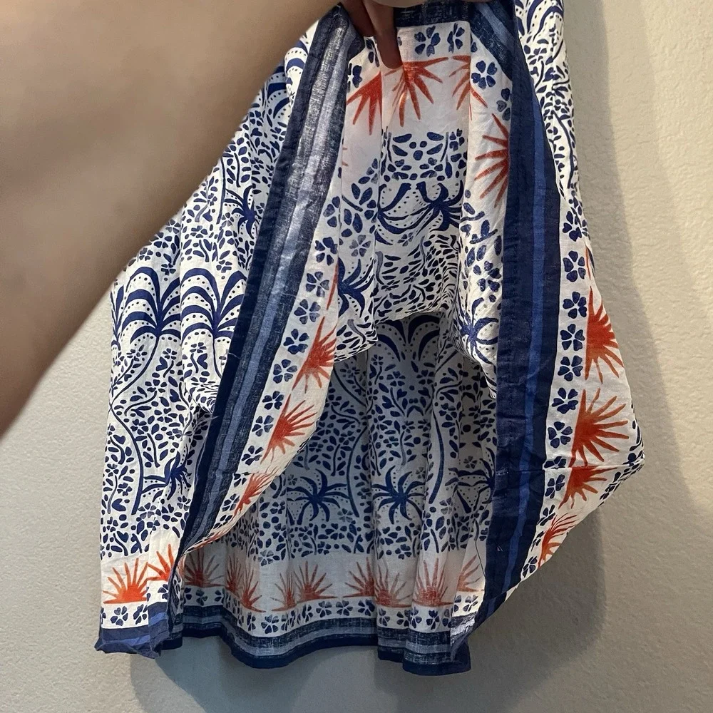 Rachel Zoe Womens Large Tropical Palm Tree Maxi Skirt Linen Blend Boho Summer - Picture 4 of 13